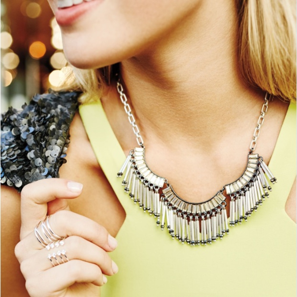 Stella & Dot Twilight Silver & Neutral Crystal Necklace - wear casual to dressy!